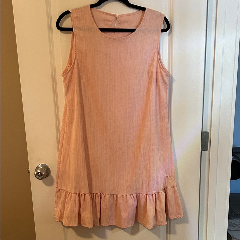 Pink Sleeveless Ruffle Hem Dress